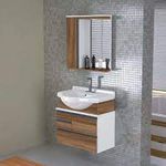 KIT FIRENZE GABINETE 63,5CM COM CUBA DE LOUÇA E ESPELHEIRA - COR NOGAL - AJRORATO