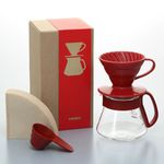 Conjunto Kit Hario V60 Porcelana Vermelho Tamanho 01