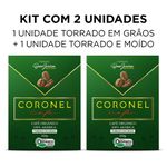 Kit 2 Unidades Coronel Café Orgânico - 1 unidade Torrado e Moído + 1 unidade Torrado em Grãos - 250g