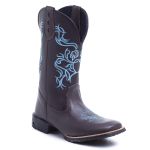 Bota Feminina Texana Floral Azul