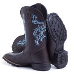 Bota Feminina Texana Floral Azul