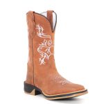 Bota Texana Feminina Premium Floral Branco Solado Jump 100% em Couro Legítimo 