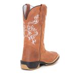 Bota Texana Feminina Premium Floral Branco Solado Jump 100% em Couro Legítimo 