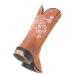 Bota Texana Feminina Premium Floral Branco Solado Jump 100% em Couro Legítimo 