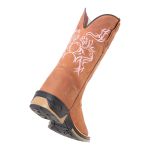 Bota Texana Feminina Premium Floral Rosa Solado Jump 100% em Couro Legítimo 