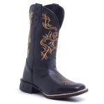 Bota Feminina Texana Floral Dourada