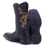 Bota Feminina Texana Floral Dourada