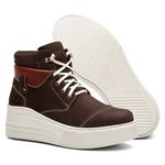 Coturno Feminino Plataforma Off White Bufalado Chocolate / Eurotex Sela