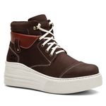 Coturno Feminino Plataforma Off White Bufalado Chocolate / Eurotex Sela