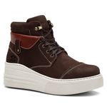 Coturno Feminino Plataforma Off White Bufalado Chocolate / Eurotex Sela