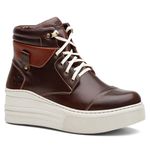 Coturno Feminino Plataforma Off White Eurotex Tabaco / Eurotex Sela
