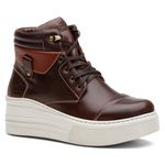 Coturno Feminino Plataforma Off White Eurotex Tabaco / Eurotex Sela
