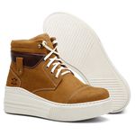 Coturno Feminino Plataforma Off White Bufalado Areia / Eurotex Tabaco