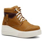 Coturno Feminino Plataforma Off White Bufalado Areia / Eurotex Tabaco