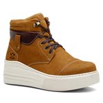 Coturno Feminino Plataforma Off White Bufalado Areia / Eurotex Tabaco