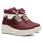 Coturno Feminino Plataforma Off White Fóssil Vinho / Vacum Branco