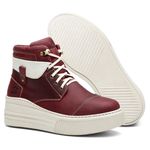 Coturno Feminino Plataforma Off White Fóssil Vinho / Vacum Branco
