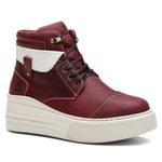 Coturno Feminino Plataforma Off White Fóssil Vinho / Vacum Branco