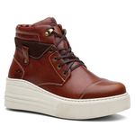 Coturno Feminino Plataforma Off White Eurotex Sela / Bufalado Chocolate
