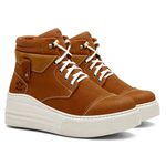 Coturno Feminino Plataforma Off White Bufalado Castor / Bufalado Areia
