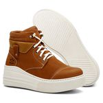 Coturno Feminino Plataforma Off White Bufalado Castor / Bufalado Areia