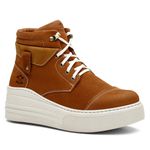 Coturno Feminino Plataforma Off White Bufalado Castor / Bufalado Areia