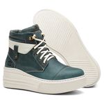 Coturno Feminino Plataforma Off White Fóssil Verde Água / Vacum Branco