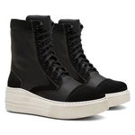 Coturno Feminino Plataforma Off White Floater Preto / Bufalado Preto