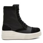 Coturno Feminino Plataforma Off White Floater Preto / Bufalado Preto