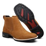 Botina Country Masculina Bico Quadrado Bufalado Castor - Linha Gadão