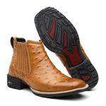 Botina Country Masculina Bico Quadrado Estilizado Avestruz Whisky - Linha Gadão