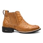 Botina Country Masculina Bico Quadrado Estilizado Avestruz Whisky - Linha Gadão