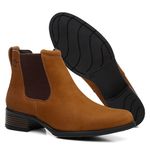 Bota/Botina Feminina Bufalado Castor Elástico Favo de Mel - Linha Montana