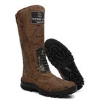 Coturno/Bota Couro Camuflado Café/Lona Camuflada Verde - Linha Panther