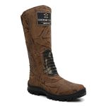 Coturno/Bota Couro Camuflado Café/Lona Camuflada Verde - Linha Panther