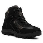 Coturno Couro Bufalado Preto/Lona Camuflada Verde - Linha Adventure