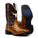 Bota Texana Feminina Estilizada Avestruz/Cara de Boi Branco