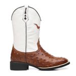 Bota Texana Masculina Estilizada Avestruz/Cara de Boi Pinhão