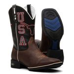 Bota Texana Feminina Bordado USA Cara de Boi