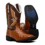 Bota Texana Feminina Bordado 715 Asa/Estilizada Avestruz Pinhão
