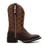 Bota Texana Feminina Bordado Xadrez Cenoura