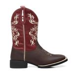 Bota Texana Feminina Bordado Tribal Bege Crazy Horse Café/Fossil Red