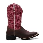 Bota Texana Feminina Crazy Horse Café/Floral Rosa