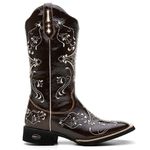 Bota Texana Feminina Splash Café Bordado 902 Bege