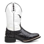 Bota Texana Feminina Estilizada Avestruz/Cara de Boi Preto