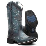 Bota Texana Feminina Bordado 902 Fóssil/Azul
