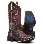 Bota Texana Feminina Bordado 902 Rosa Crazy Horse Café