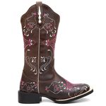 Bota Texana Feminina Bordado 902 Rosa Crazy Horse Café