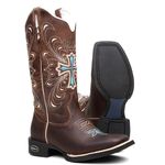 Bota Texana Feminina Bordado 905 Azul Crazy Horse Café