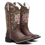 Bota Texana Feminina Bordado 905 Rosa Crazy Horse Café